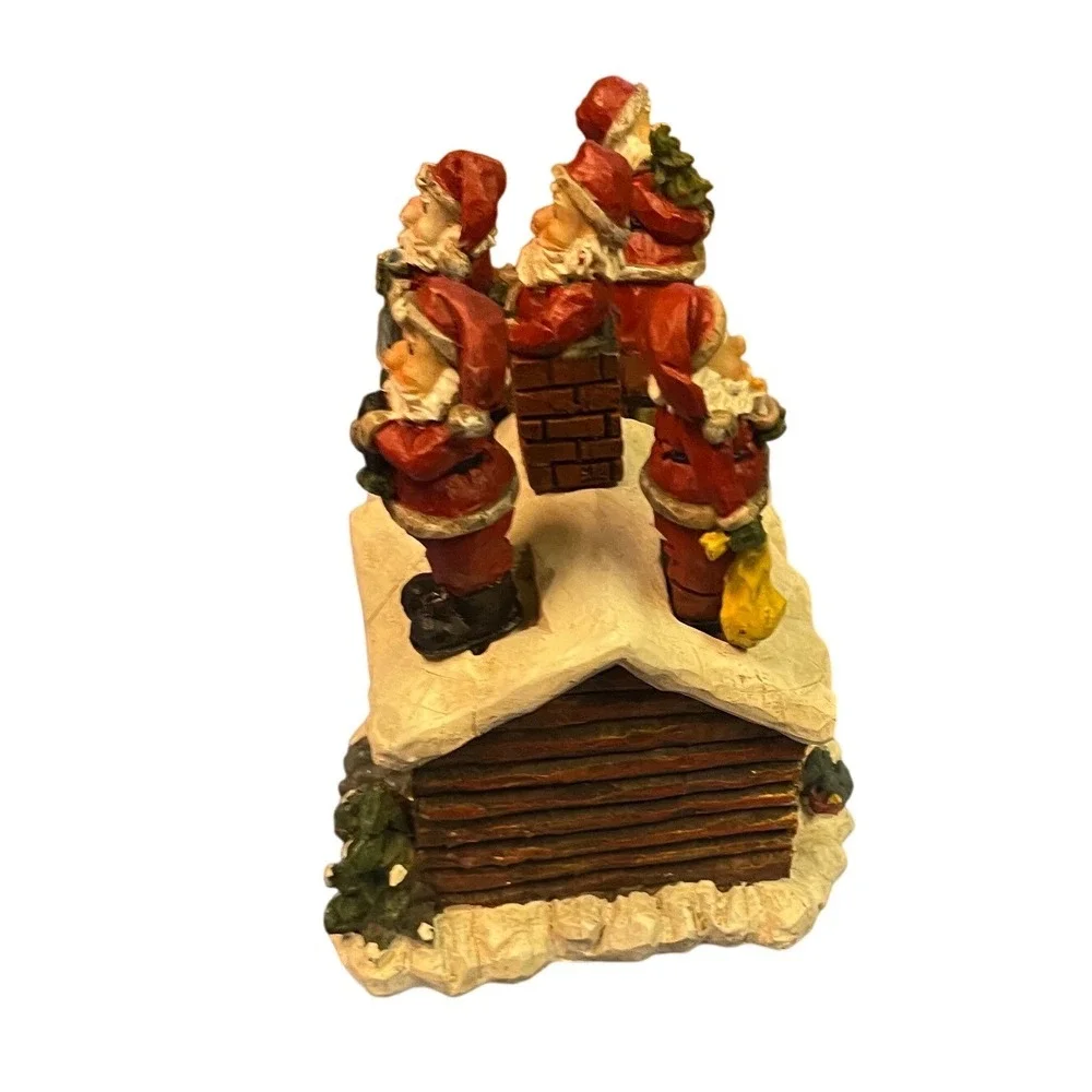 Christmas Santa Spreader Set with Cabin Display Base 5 Piece Holiday Decor